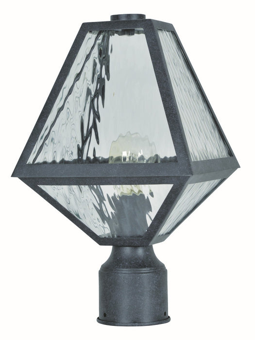 GLA-9707-WT-BC- Glacier 1-Light Outdoor Lantern Post in Black Charcoal with Water Panelss Glass by Crystorama