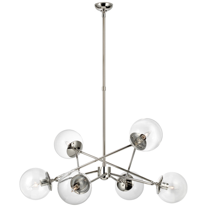 Turenne Six Light Chandelier in Polished Nickel