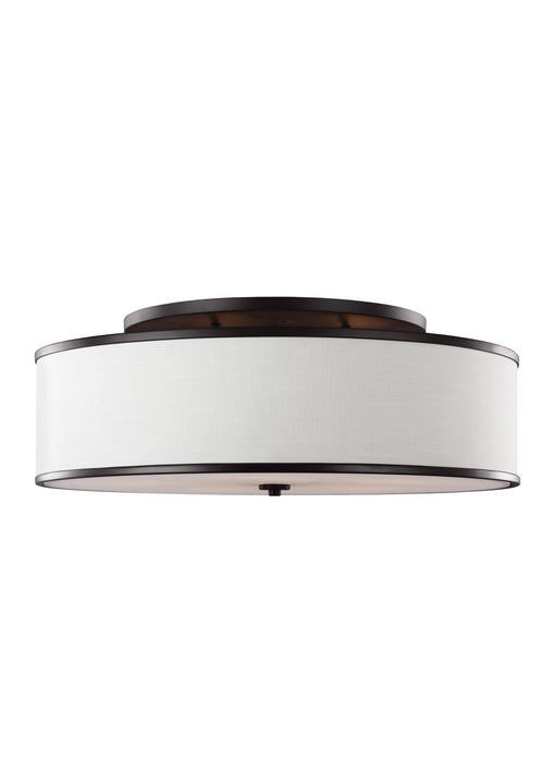 SF340ORB- Lennon Ceiling Light in Oil Rubbed Bronze with Ivory Linen?Linen Shade by Visual Comfort Studio