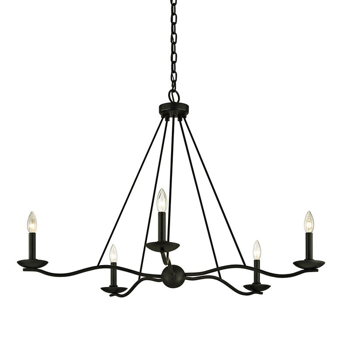 Sawyer Five Light Chandelier in Forged Iron