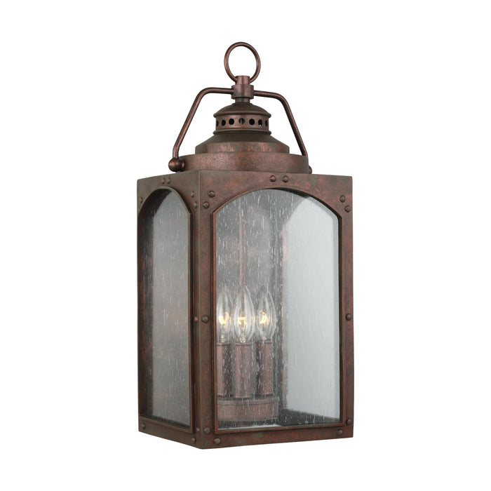 Randhurst Three Light Outdoor Wall Lantern in Copper Oxide