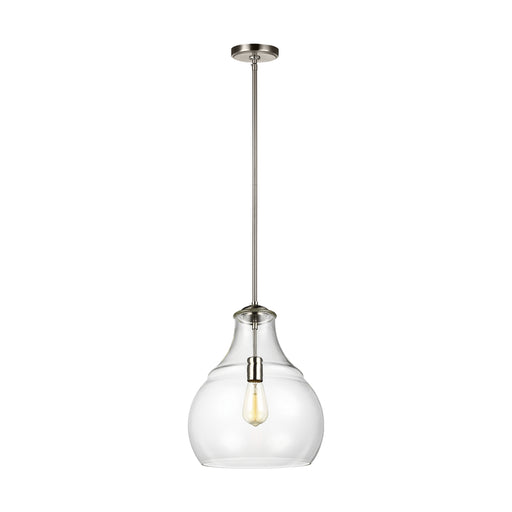 P1483SN- Zola 1-Light Pendant in Satin Nickel with Clear Glass by Visual Comfort Studio