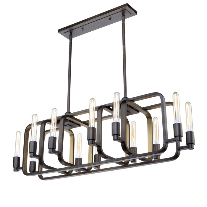 Marlborough 12 Light Island Pendant in Oil Rubbed Bronze & Gold Leaf