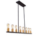 Skyline Eight Light Island Pendant in Dark Bronze & Satin Brass