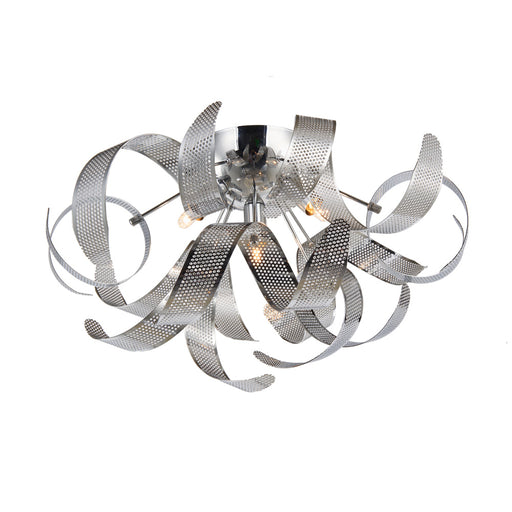 AC624CH- Bel Air Flush Mount in Chrome Mesh Leaves by Artcraft