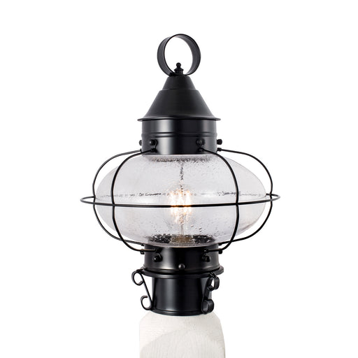 1321-BL-SE - Cottage Onion Medium Post in Black with Seedy Glass by Norwell Lighting