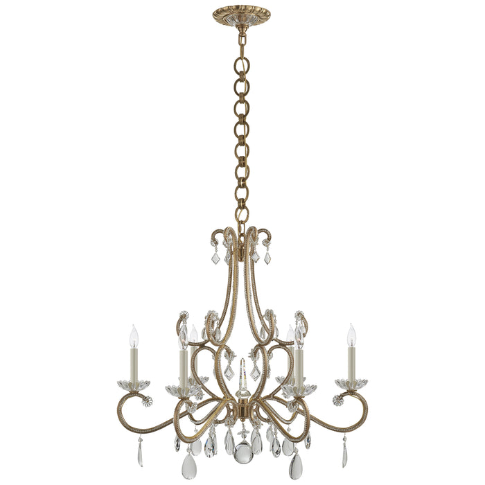 Montmartre Six Light Chandelier in Hand-Rubbed Antique Brass