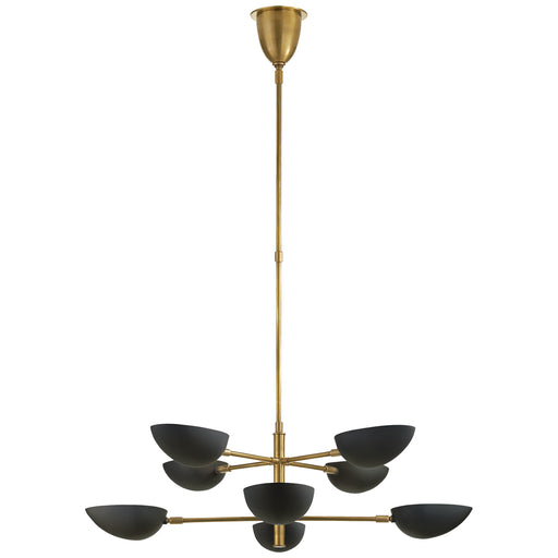 Graphic Eight Light Chandelier in Hand-Rubbed Antique Brass