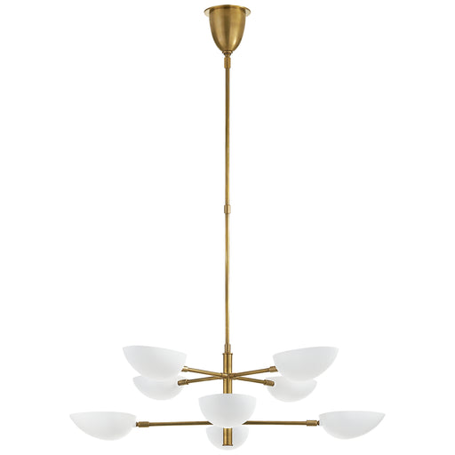 Graphic Eight Light Chandelier in Hand-Rubbed Antique Brass