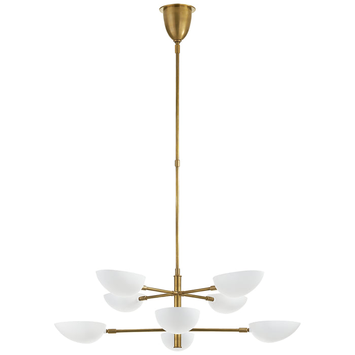 Graphic Eight Light Chandelier in Hand-Rubbed Antique Brass