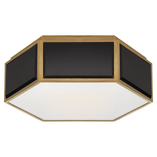 Bradford Two Light Flush Mount in Black and Soft Brass