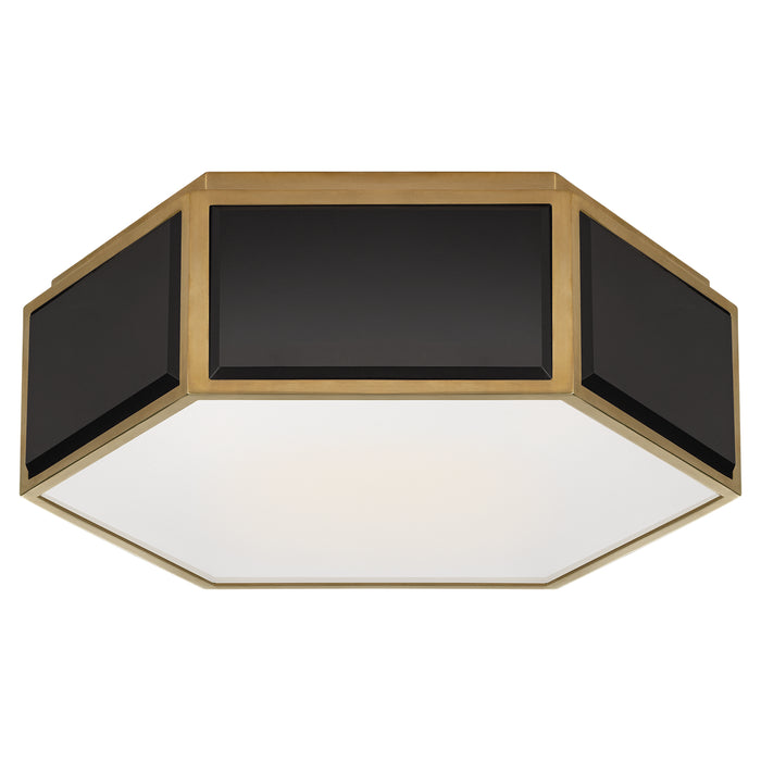 Bradford Two Light Flush Mount in Black and Soft Brass