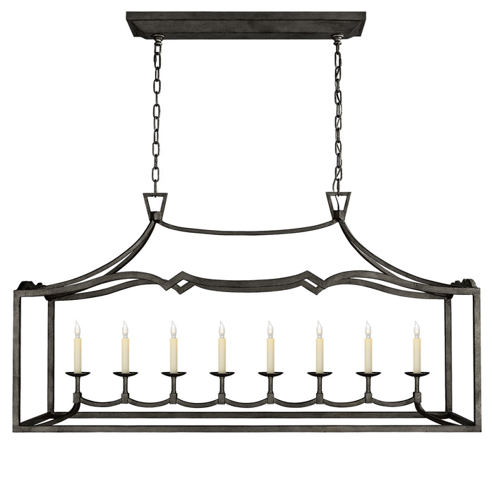 darlana4 Eight Light Linear Pendant in Aged Iron