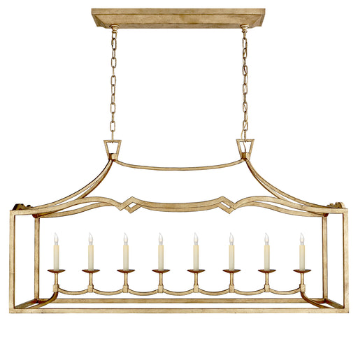 darlana4 Eight Light Linear Pendant in Gilded Iron