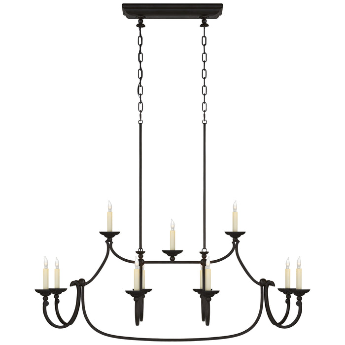 Flemish 11 Light Linear Pendant in Aged Iron