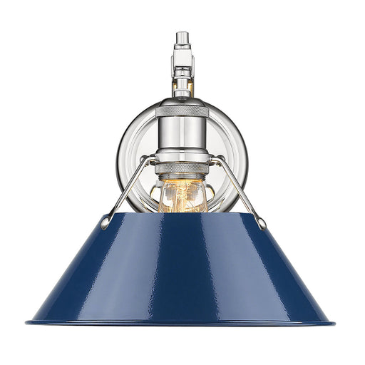 3306-1W CH-NVY - Orwell 1-Light Wall Sconce in Chrome with Navy Blue Shade by Golden Lighting