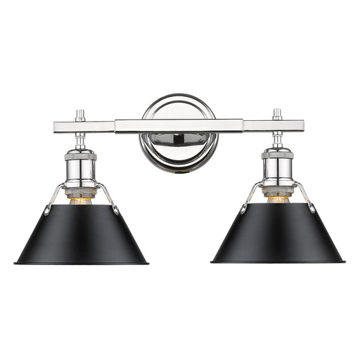 3306-BA2 CH-BLK- Orwell 2-Light Bath Vanity in Chrome with Black Shades by Golden Lighting