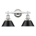 3306-BA2 CH-BLK- Orwell 2-Light Bath Vanity in Chrome with Black Shades by Golden Lighting