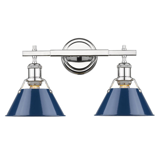 3306-BA2 CH-NVY- Orwell 2-Light Bath Vanity in Chrome with Navy Blue Shade by Golden Lighting