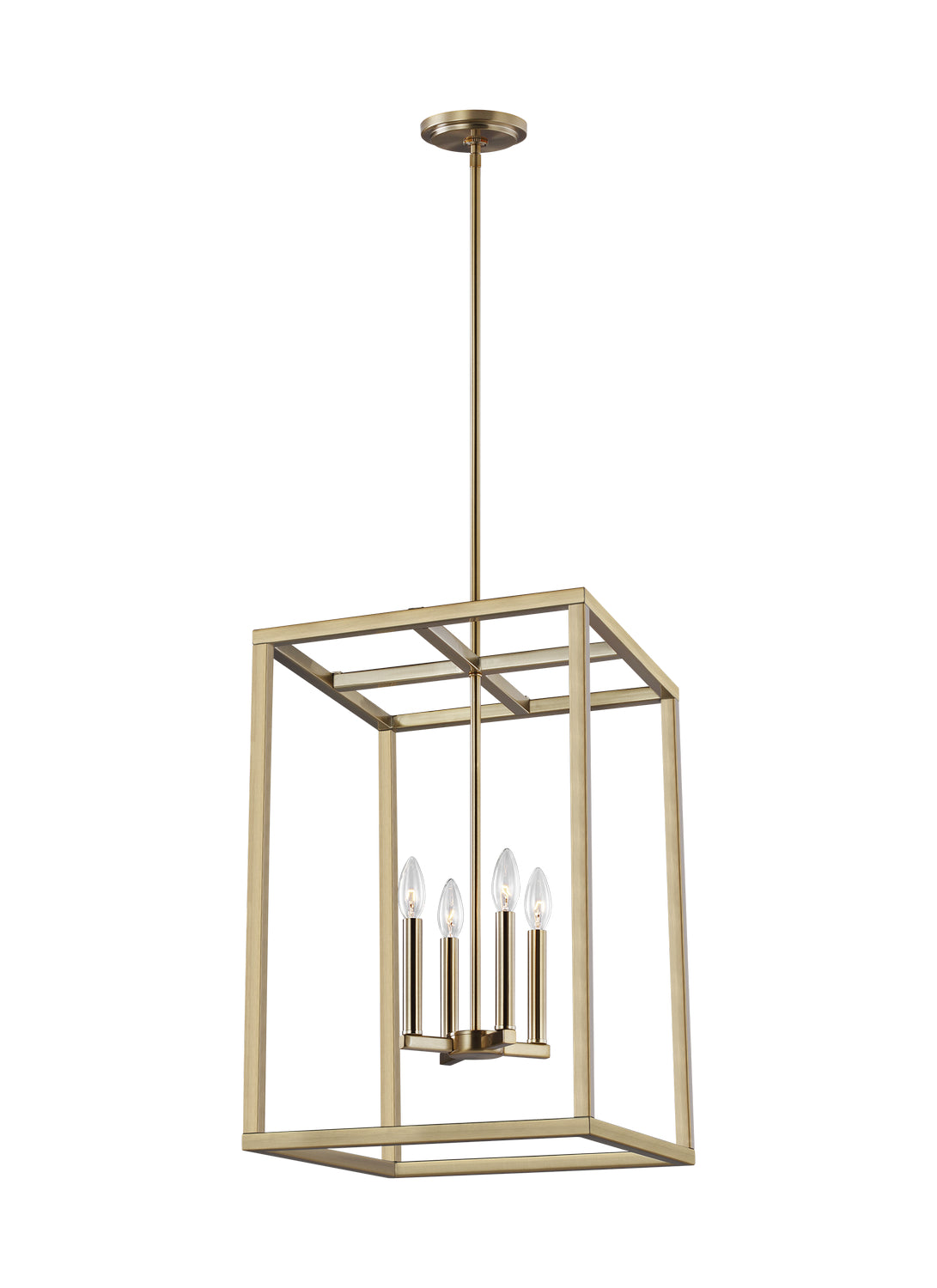 Moffet Street Four Light Hall / Foyer Pendant in Satin Brass