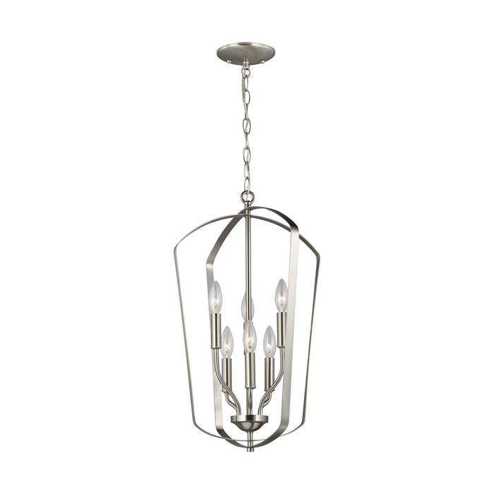 Romee Six Light Hall / Foyer Pendant in Brushed Nickel