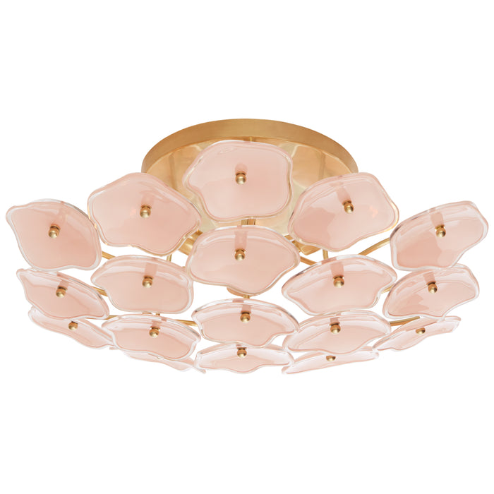 Leighton Three Light Flush Mount in Soft Brass