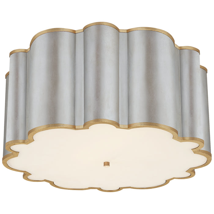 Markos Four Light Flush Mount in Burnished Silver Leaf with Gild