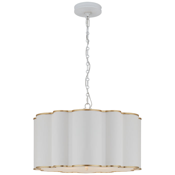 Markos Four Light Pendant in White with Gild