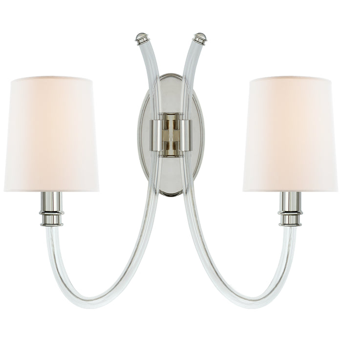 Clarice Two Light Wall Sconce in Crystal with Polished Nickel