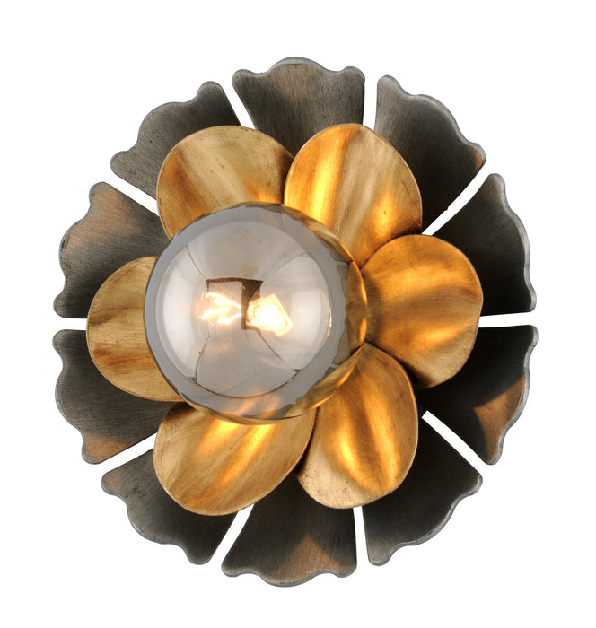 278-13- Magic Garden 1-Light Wall Sconce in Black Graphite Bronze Leaf with Smoke Glass by Corbett Lighting