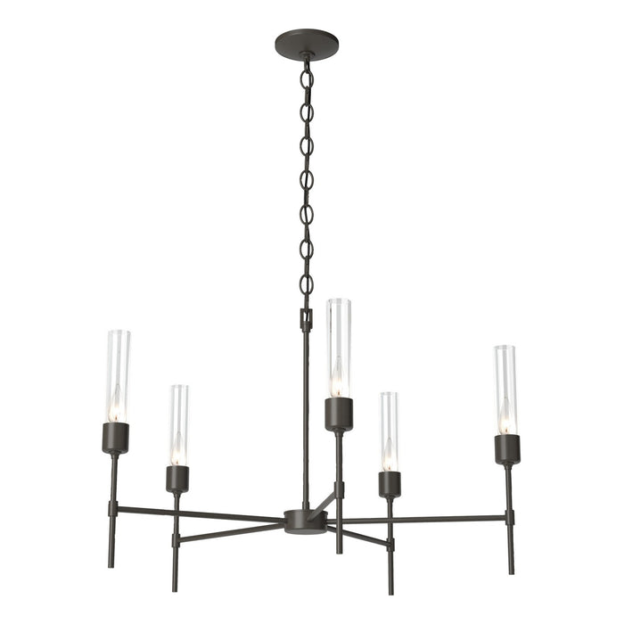 Vela 5 Arm Chandelier in Dark Smoke - 105045-SKT-07-ZM0611 by Hubbardton Forge