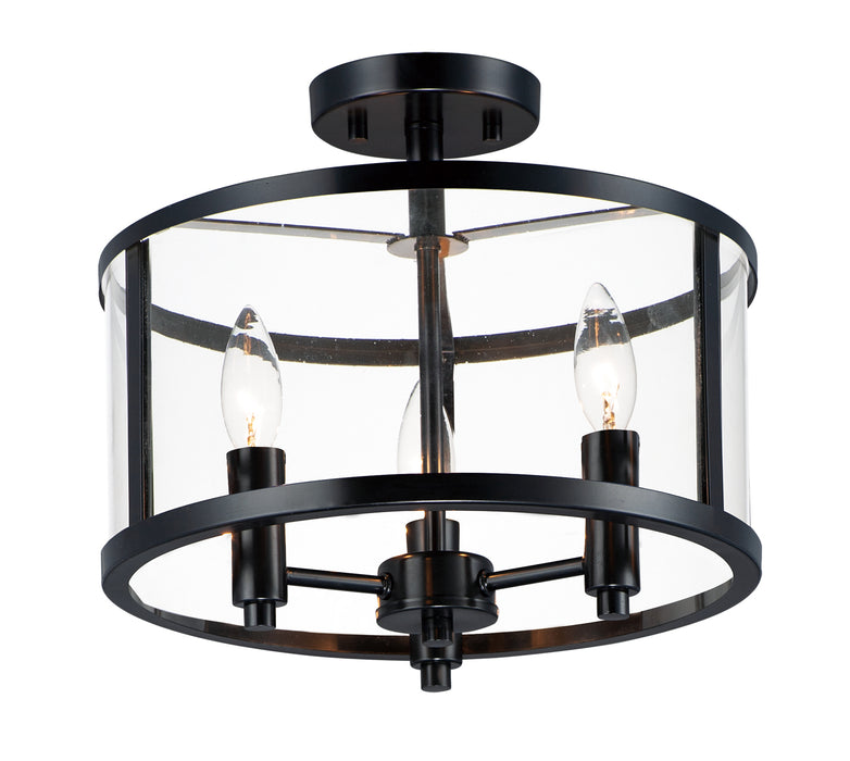 25250CLBK - Sentinel 3-Light Semi Flush in Black with Clear Glass by Maxim Lighting