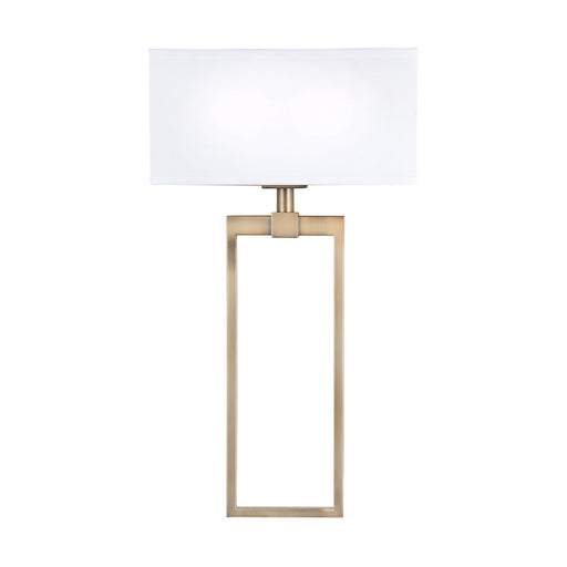 633321AD- 2 Light Sconce in Aged Brass with White Fabric Bolt-On Shade by Capital Lighting