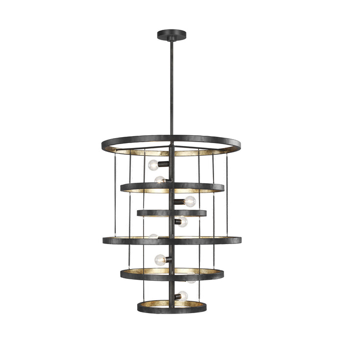 Celeste Eight Light Chandelier in Aged Iron