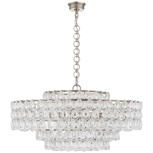 Liscia 12 Light Chandelier in Burnished Silver Leaf