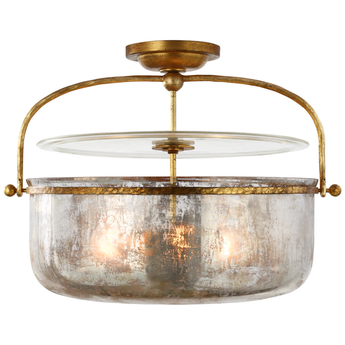 Lorford Three Light Lantern in Gilded Iron