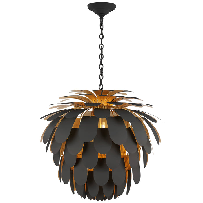 Cynara Six Light Chandelier in Matte Black and Gild