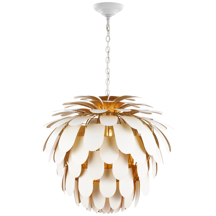 Cynara Six Light Chandelier in White and Gild