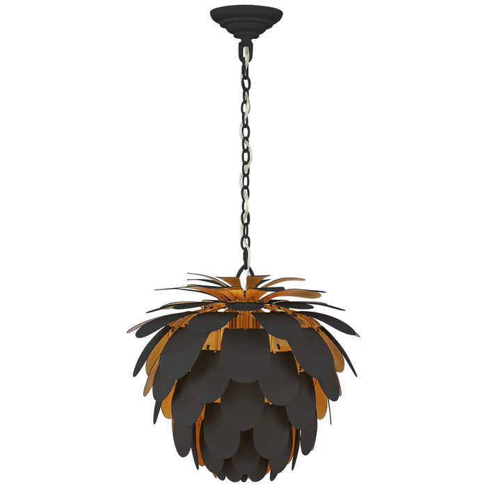 Cynara One Light Chandelier in Matte Black and Gild