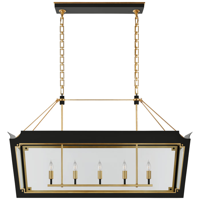 Caddo Five Light Linear Lantern in Matte Black and Gild