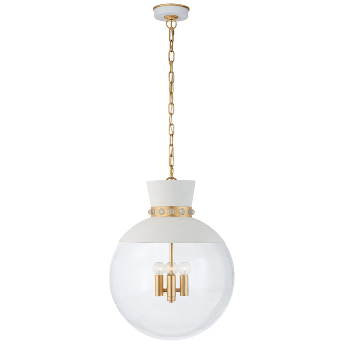 Lucia Four Light Pendant in White and Gild