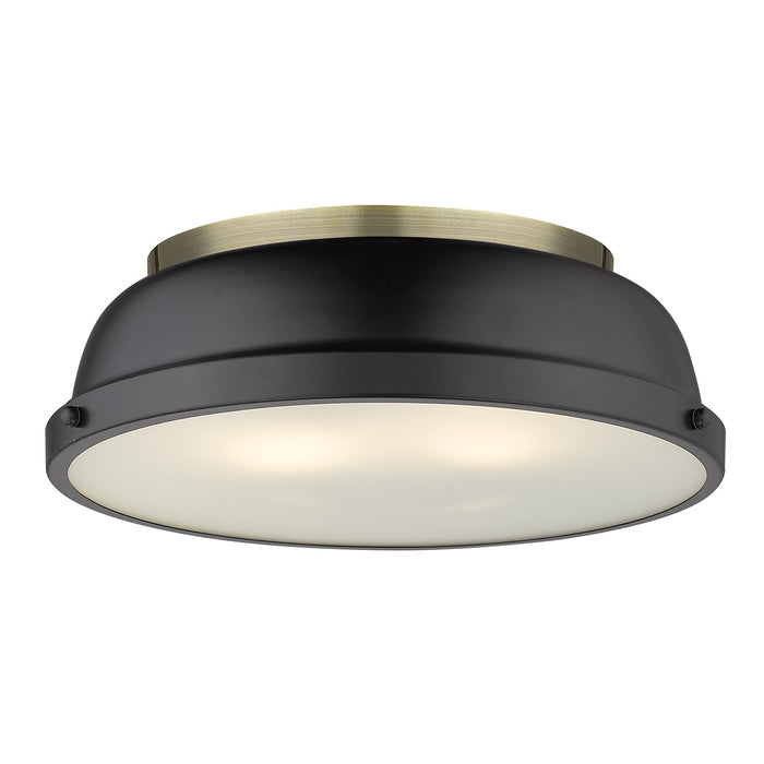 3602-14 AB-BLK- Duncan Flush Mount in Aged Brass with Matte Black Shade by Golden Lighting