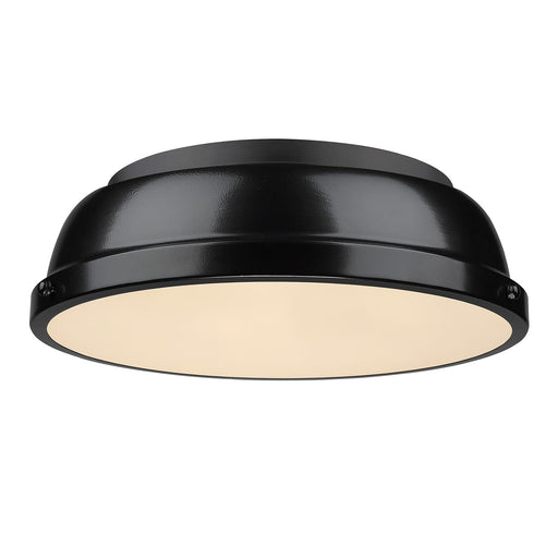 3602-14 BLK-BK- Duncan Flush Mount in Matte Black with Black Shade by Golden Lighting