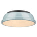 3602-14 BLK-SF- Duncan Flush Mount in Matte Black with Seafoam Shade by Golden Lighting