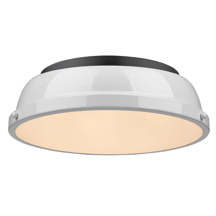 3602-14 BLK-WH- Duncan Flush Mount in Matte Black with White Shade by Golden Lighting