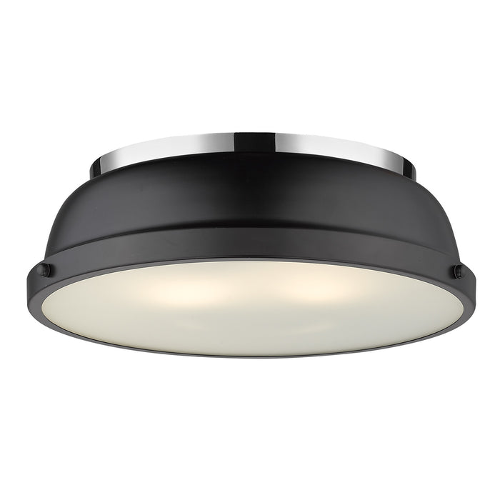 3602-14 CH-BLK- Duncan Flush Mount in Chrome with Matte Black Shade by Golden Lighting