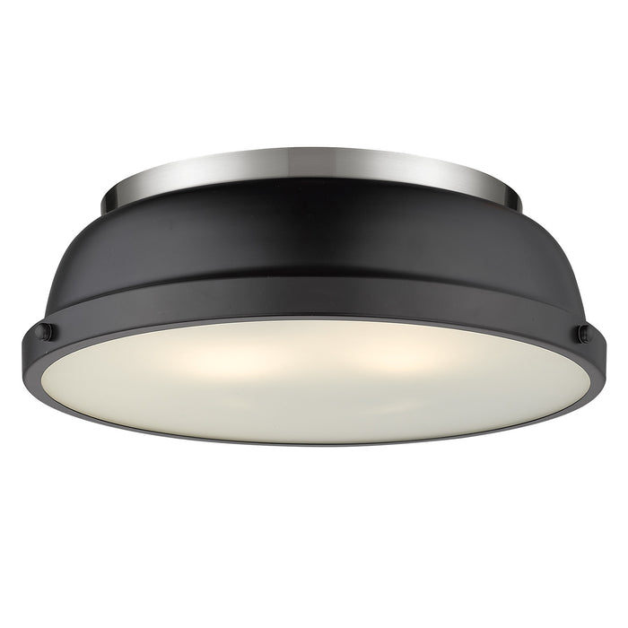 3602-14 PW-BLK- Duncan Flush Mount in Pewter with Matte Black Shade by Golden Lighting