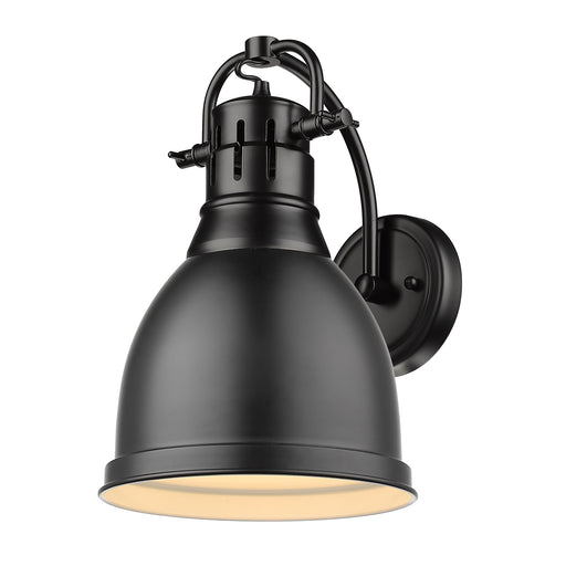 3602-1W BLK-BLK- Duncan 1-Light Wall Sconce in Matte Black with Matte Black Shade by Golden Lighting