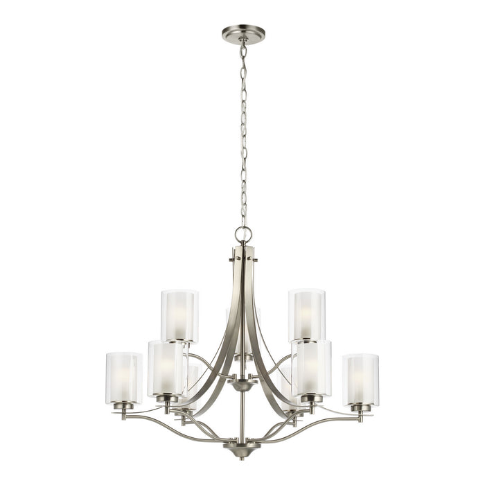 Elmwood Park Nine Light Chandelier in Brushed Nickel