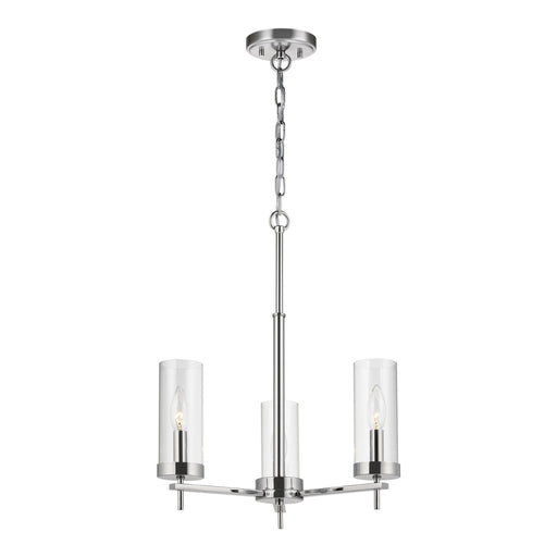 3190303-05- Zire 3-Light Chandelier in Chrome with Clear Glass by Visual Comfort Studio